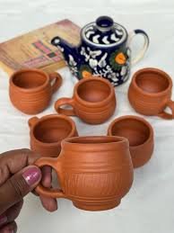 LocalCorner Handcrafted Traditional Clay Tea Cup Set (Set of 6)